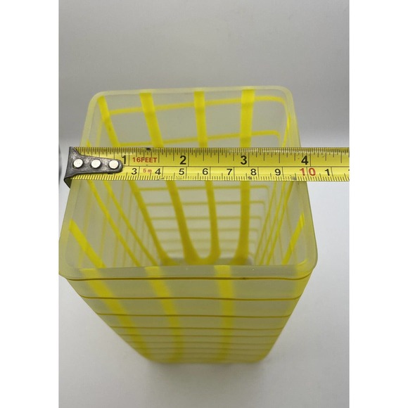 Vintage Retro Rectangular Yellow & Clear Frosted Glass by Gorgeous Design - Picture 9 of 11